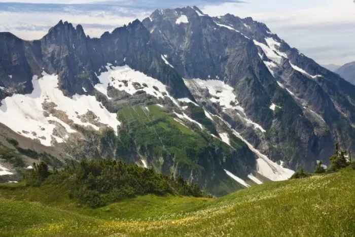 Framed Print : USA, Washington North Cascades National Park, Cascade Pass. View of mountain landscape
