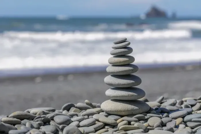 Framed Print : USA, Washington, Olympic National Park. Stacked beach rocks