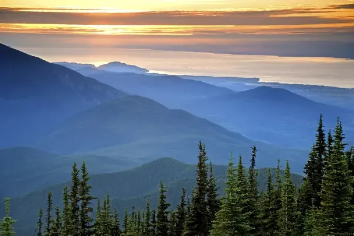 Framed Print : USA, Washington, Olympic National Park. Sunset view from Deer Park looking north Framed Print : USA, Washington, Olympic National Park. Sunset view from Deer Park looking north