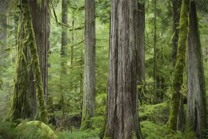 Framed Print : USA, Washington, Olympic National Park. Abstract of old growth forest. Credit as Framed Print : USA, Washington, Olympic National Park. Abstract of old growth forest. Credit as
