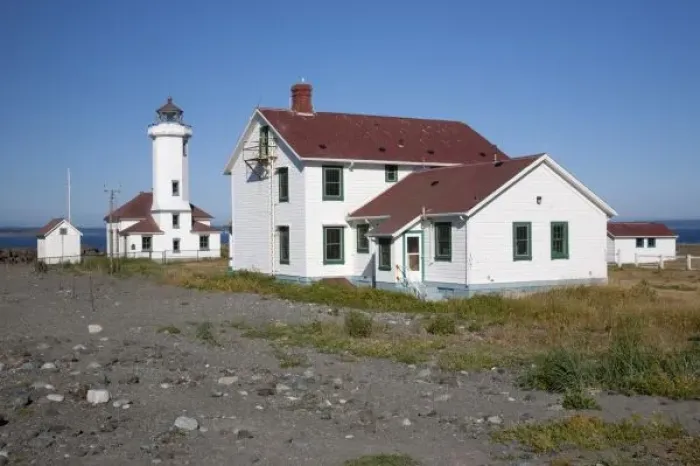 Framed Print : USA, Washington, Port Townsend, Point Wilson lighthouse, built 1913, at entrance