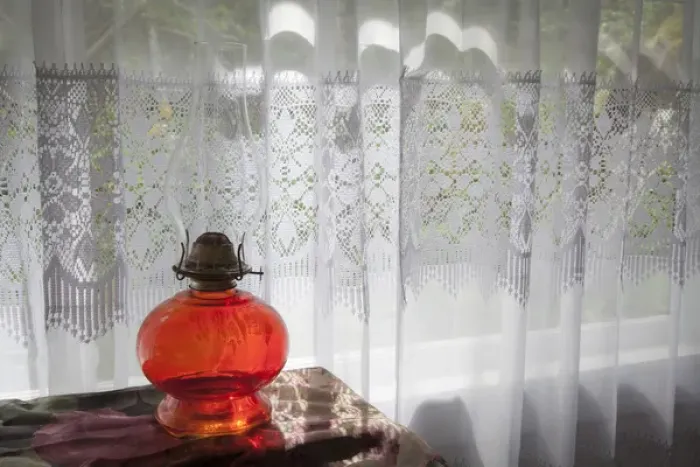 Framed Print : USA, Washington, San Juan Islands. Oil lamp and curtained window in Old School house Framed Print : USA, Washington, San Juan Islands. Oil lamp and curtained window in Old School house