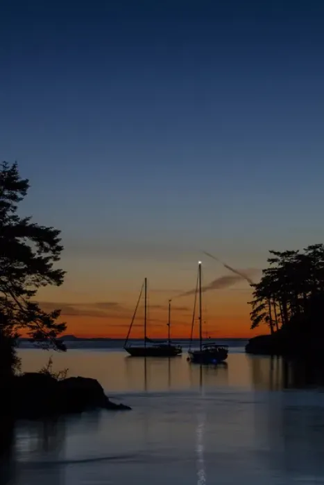 Framed Print : USA, Washington, San Juan Islands. Sailboats in Active Cove at sunset. Credit as Framed Print : USA, Washington, San Juan Islands. Sailboats in Active Cove at sunset. Credit as