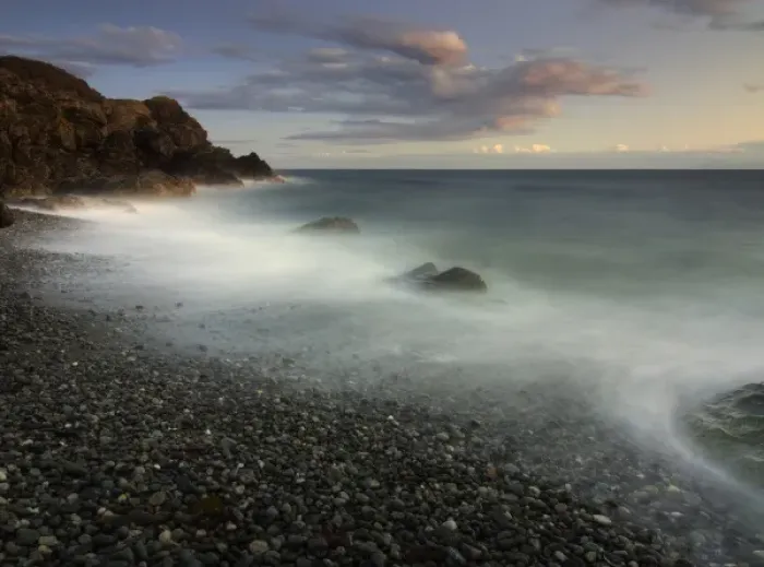 Framed Print : USA, Washington, San Juan Islands. Waves pound the shores at South Beach on San Juan Island