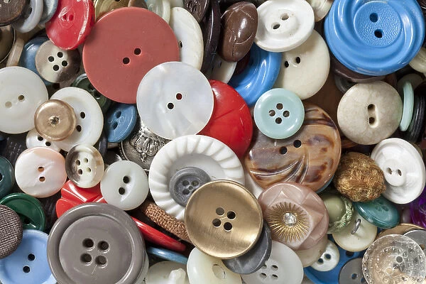 USA, Washington, Seabeck. Assortment of buttons used for mending