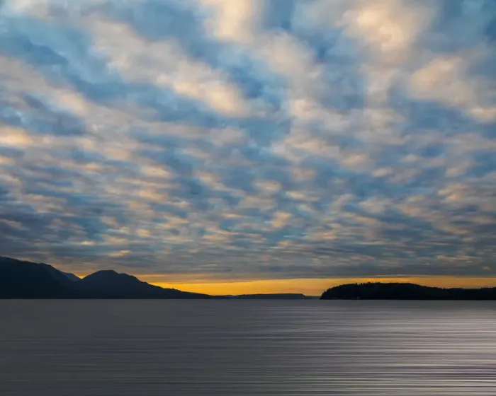 Framed Print : USA, Washington, Seabeck. Cloudy sunset on Hood Canal. Credit as Framed Print : USA, Washington, Seabeck. Cloudy sunset on Hood Canal. Credit as