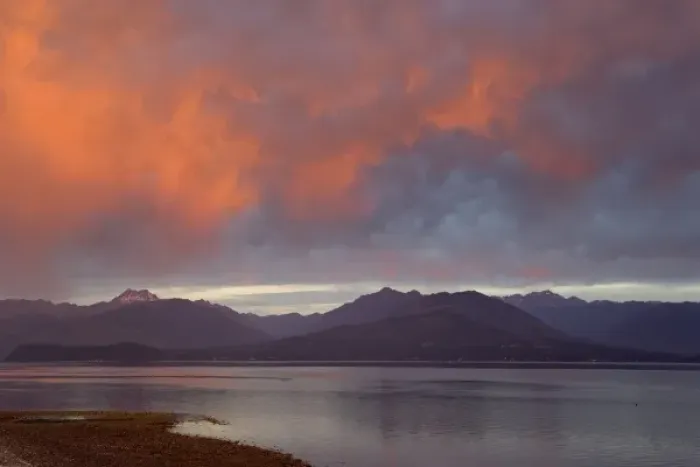 Framed Print : USA, Washington, Seabeck. Sunset creates orange clouds over Hood Canal and Olympic Mountains Framed Print : USA, Washington, Seabeck. Sunset creates orange clouds over Hood Canal and Olympic Mountains