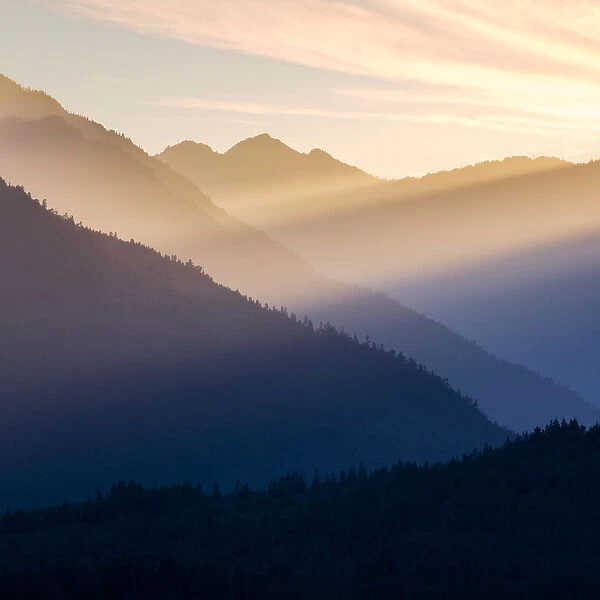 USA, Washington, Seabeck. Sunset in the Olympic National Forest