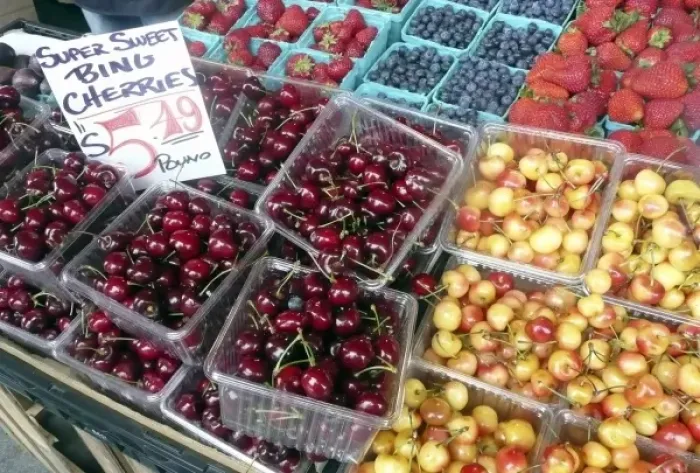 Framed Print : USA, Washington, Seattle. Locally grown cherries and berries at Pike Place Market Framed Print : USA, Washington, Seattle. Locally grown cherries and berries at Pike Place Market