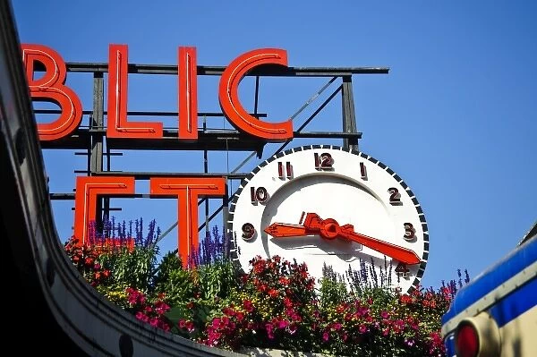 USA, Washington, Seattle. Morning on a summer day at Seattles famed Pike Place Public Market