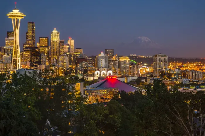 Framed Print : USA, Washington, Seattle, Night Scene, Mount Rainier Framed Print : USA, Washington, Seattle, Night Scene, Mount Rainier