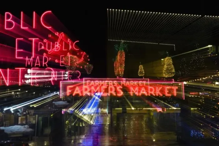 Framed Print : USA, Washington, Seattle, Pike Place Market, Zoom Blur Framed Print : USA, Washington, Seattle, Pike Place Market, Zoom Blur
