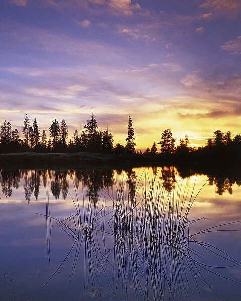 USA, Washington, Spokane County, Coyote Lake, Sunset