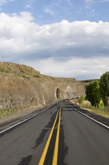 Framed Print : USA, Washington State, Grant County. Basalt cliffs along highway near Soap Lake