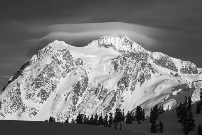 Framed Print : USA, Washington State. Heather Meadows Recreation Area, Mt. Shuksan and lenticular cloud