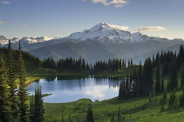 USA, Washington State. Image Lake and Glacier Peak seen from Miners Ridge