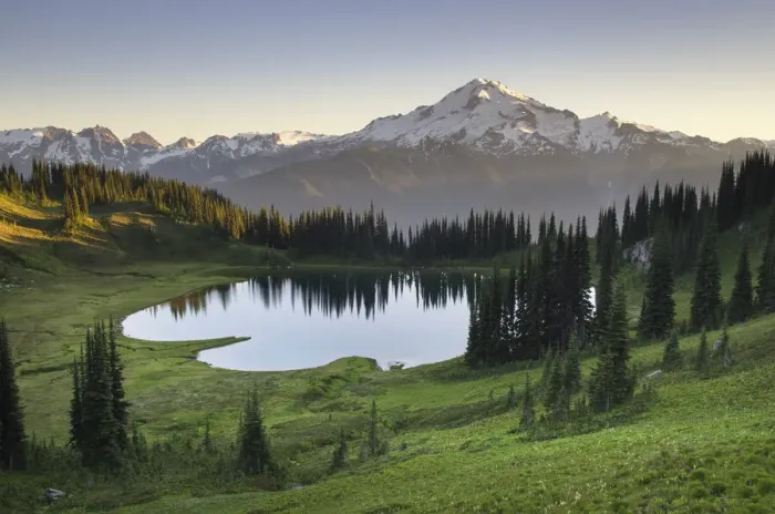 Framed Print : USA, Washington State. Image Lake and Glacier Peak seen from Miners Ridge Framed Print : USA, Washington State. Image Lake and Glacier Peak seen from Miners Ridge