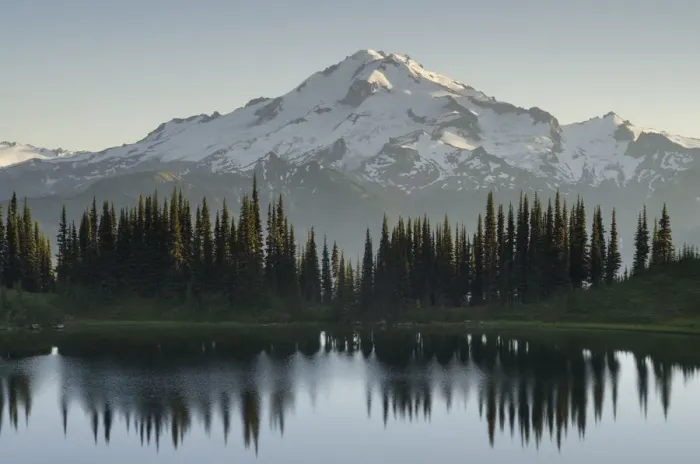 Framed Print : USA, Washington State. Image Lake and Glacier Peak seen from Miners Ridge