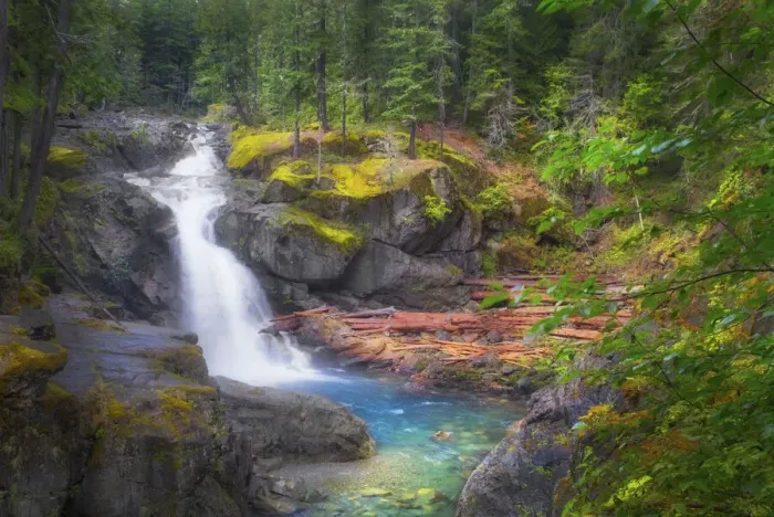 Framed Print : USA, Washington State, Mt. Rainier National Park. Silver Falls on the Ohanapecosh River Framed Print : USA, Washington State, Mt. Rainier National Park. Silver Falls on the Ohanapecosh River