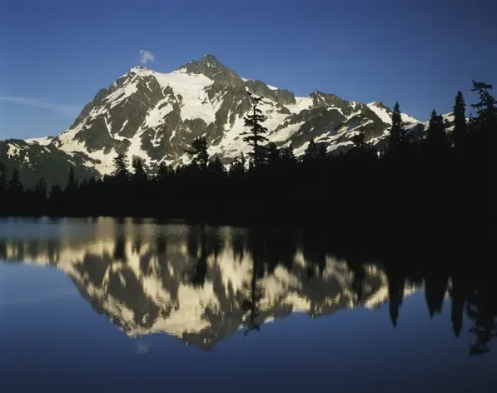Framed Print : USA, Washington State, North Cascades National Park, View of Mount Shuksan with Baker