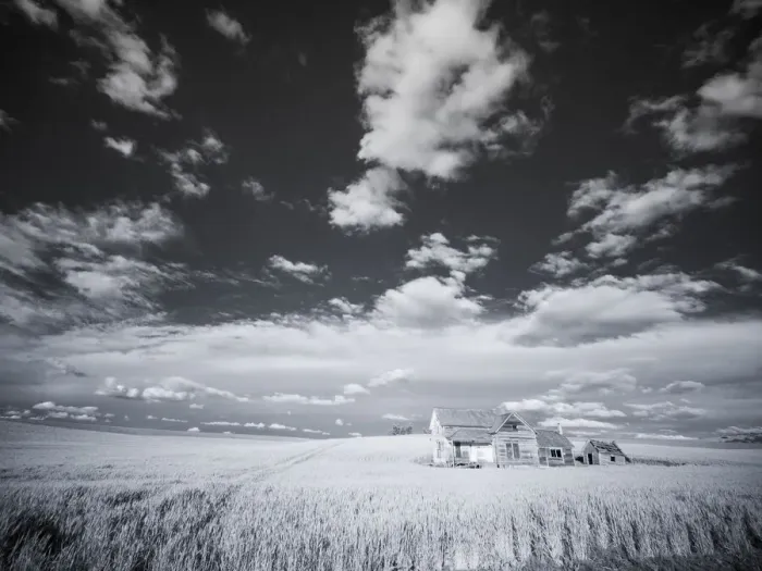 Framed Print : USA, Washington State, Palouse. Infrared of old homestead with special clouds Framed Print : USA, Washington State, Palouse. Infrared of old homestead with special clouds