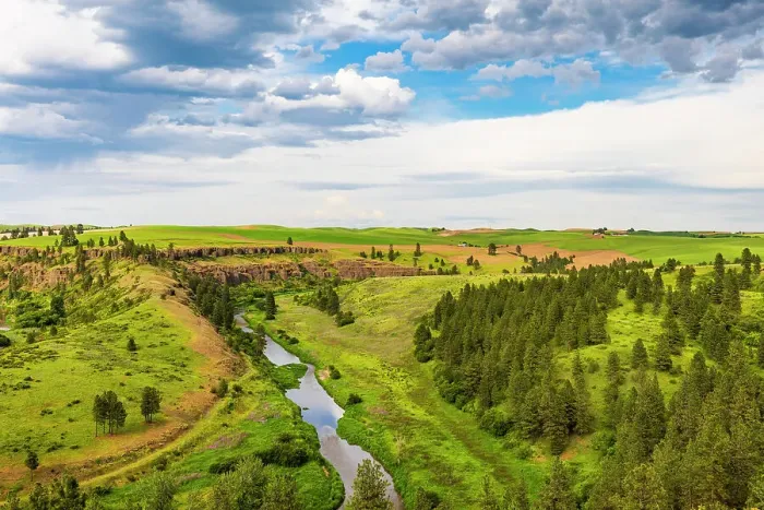 Framed Print : USA, Washington State, Palouse, Colfax. River Valley Framed Print : USA, Washington State, Palouse, Colfax. River Valley