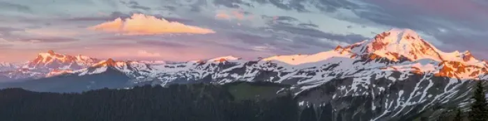 Framed Print : USA. Washington State. Panorama of Mt. Shuksan to Mt. Baker from Skyline Divide at sunset Framed Print : USA. Washington State. Panorama of Mt. Shuksan to Mt. Baker from Skyline Divide at sunset