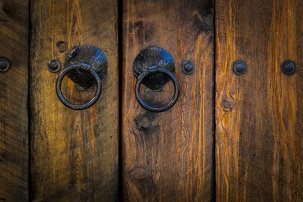 USA, Washington State, Port Townsend. Wooden door close-up
