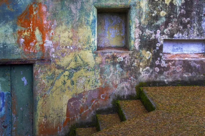 Framed Print : USA, Washington State, Port Townsend, Fort Worden State Park. Painted walls and stairway Framed Print : USA, Washington State, Port Townsend, Fort Worden State Park. Painted walls and stairway