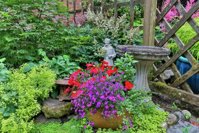 Framed Print : USA, Washington State, Sammamish. Garden in summer bloom