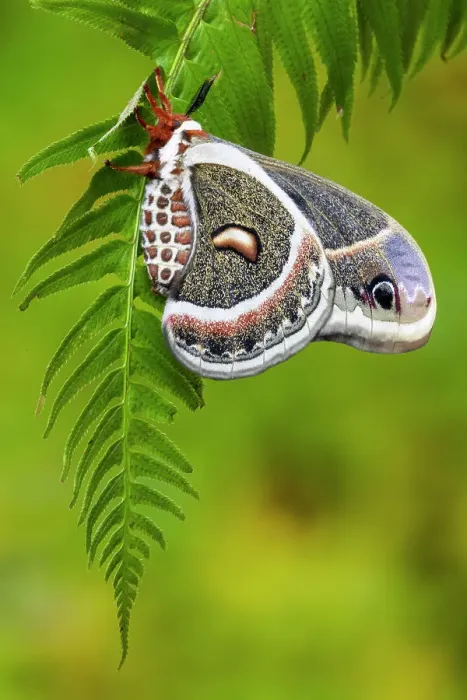 Framed Print : USA, Washington State, Sammamish. Red robin silk moth