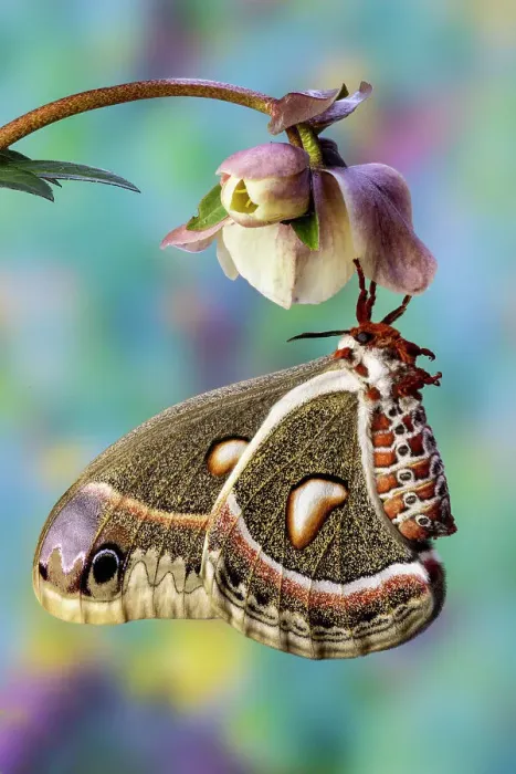 Framed Print : USA, Washington State, Sammamish. Red robin silk moth Framed Print : USA, Washington State, Sammamish. Red robin silk moth