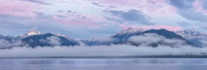 Framed Print : USA, Washington State, Seabeck. Composite of Hood Canal and Olympic Mountains at sunrise