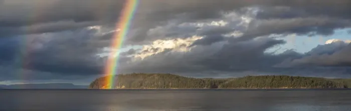 Framed Print : USA, Washington State, Seabeck. Panoramic of rainbow over Hood Canal Framed Print : USA, Washington State, Seabeck. Panoramic of rainbow over Hood Canal