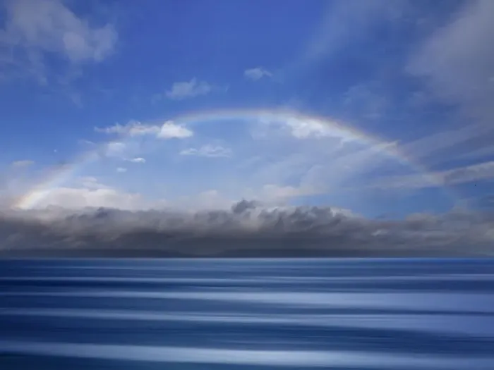Framed Print : USA, Washington State, Seabeck. Composite of rainbow over Hood Canal Framed Print : USA, Washington State, Seabeck. Composite of rainbow over Hood Canal