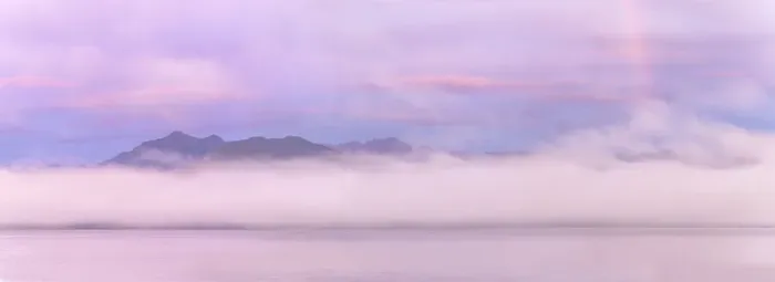 Framed Print : USA, Washington State, Seabeck. Rainbow sunrise panoramic over Hood Canal and Olympic Mountains Framed Print : USA, Washington State, Seabeck. Rainbow sunrise panoramic over Hood Canal and Olympic Mountains