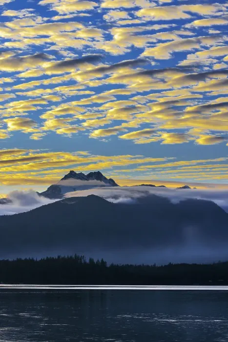 Framed Print : USA, Washington State, Seabeck. Sunset over Olympic Mountains and Hood Canal