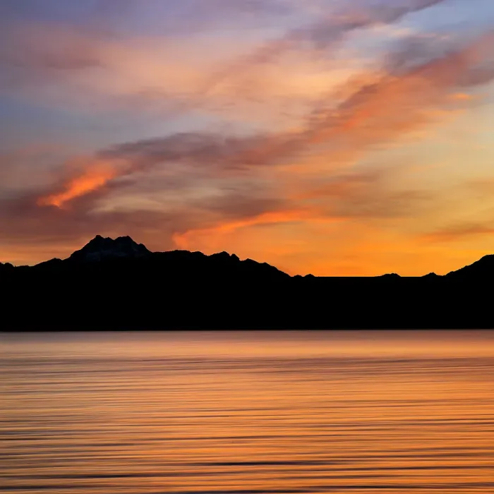 Framed Print : USA, Washington State, Seabeck. Sunset over Hood Canal and Olympic Mountains. ©Don Paulson  /  Jaynes Gallery  /  DanitaDelimont.com