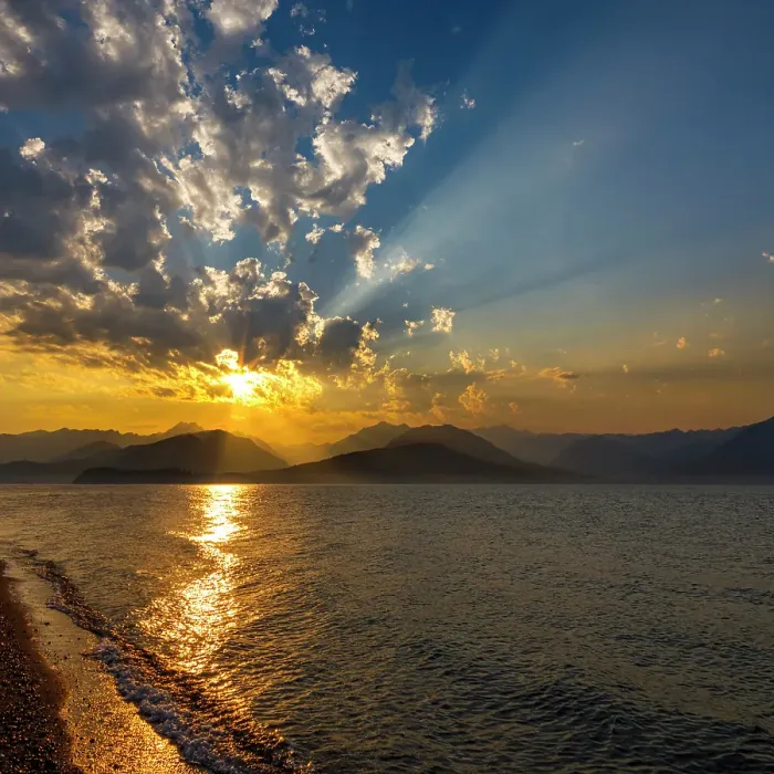 Framed Print : USA, Washington State, Seabeck. Sunset over Hood Canal and Olympic Mountains. ©Don Paulson  /  Jaynes Gallery  /  DanitaDelimont.com