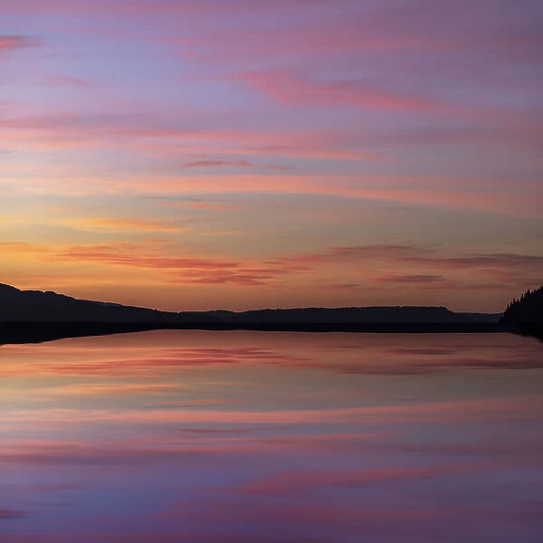 USA, Washington State, Seabeck. Composite sunset over Hood Canal