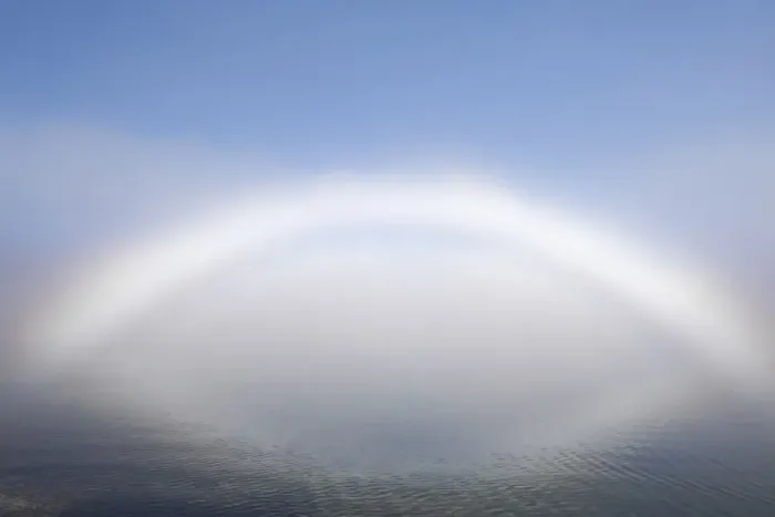 Framed Print : USA, Washington State, Seabeck. Fog bow on Hood Canal Framed Print : USA, Washington State, Seabeck. Fog bow on Hood Canal