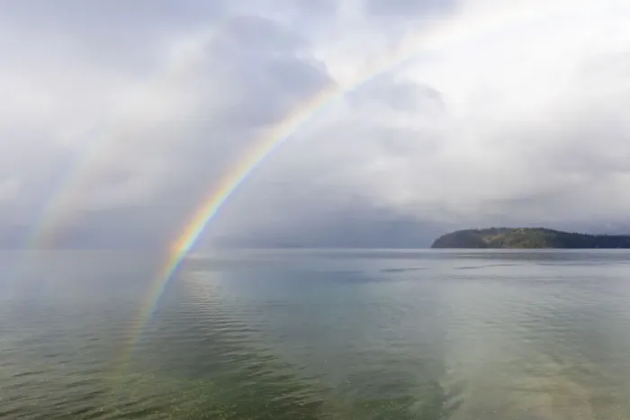 Framed Print : USA, Washington State, Seabeck. Rainbow over Hood Canal Framed Print : USA, Washington State, Seabeck. Rainbow over Hood Canal