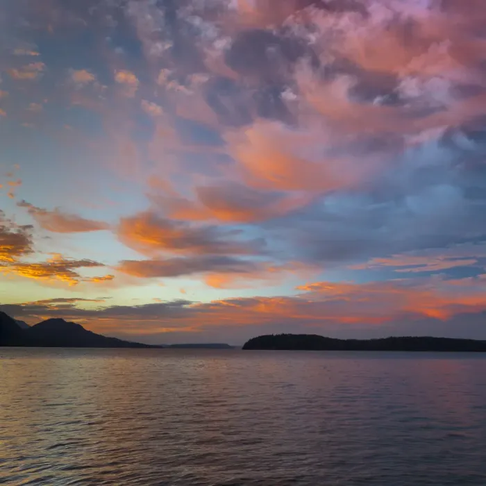 Framed Print : USA, Washington State, Seabeck. Sunset over Hood Canal