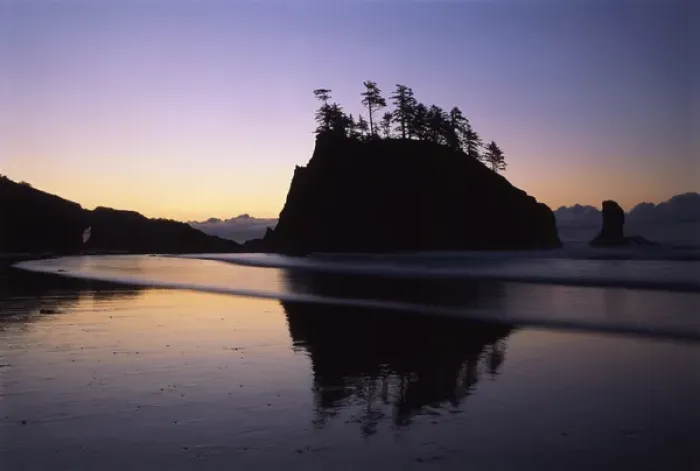 Framed Print : USA, Washington State, Second Beach, Olympic National Park, Sea Stacks reflected Framed Print : USA, Washington State, Second Beach, Olympic National Park, Sea Stacks reflected