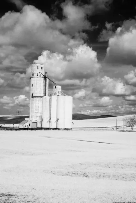 Framed Print : USA, Washington State, Silo with large clouds