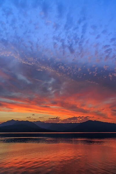 USA, Washington State. Sunset landscape of Hood Canal and Olympic Mountains