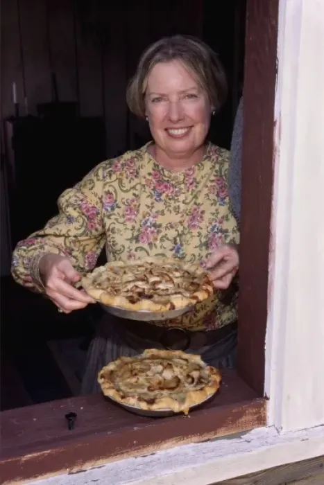 Framed Print : USA, Washington, Tacoma. Woman with fresh baked apple pies in kitchen window; 1850s Framed Print : USA, Washington, Tacoma. Woman with fresh baked apple pies in kitchen window; 1850s