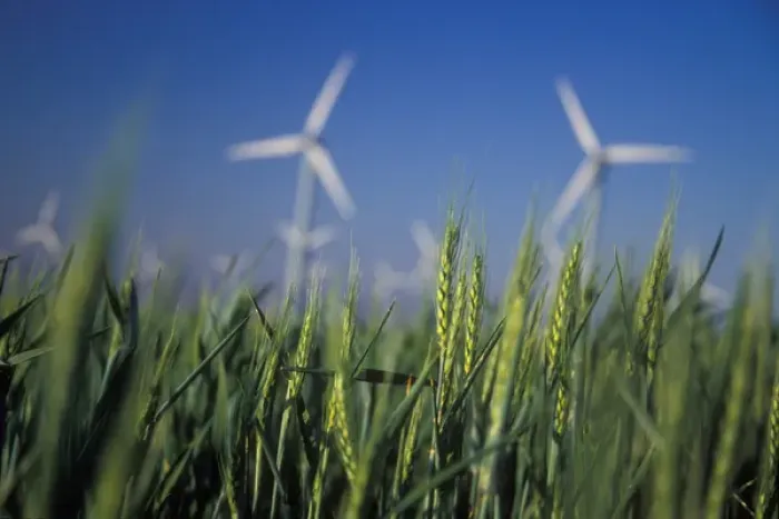Framed Print : USA, Washington, Walla Walla County. The Stateline Wind Project is located in