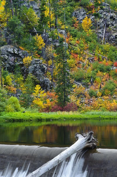 USA, Washington, Wenatchee. Fall color along the Wenatchee River near Leavenworth