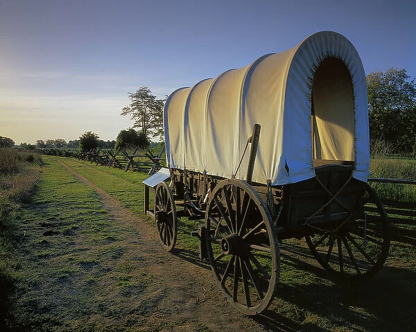 USA, Washington, Whitman MIssion National Historic Site, Covered Wagon